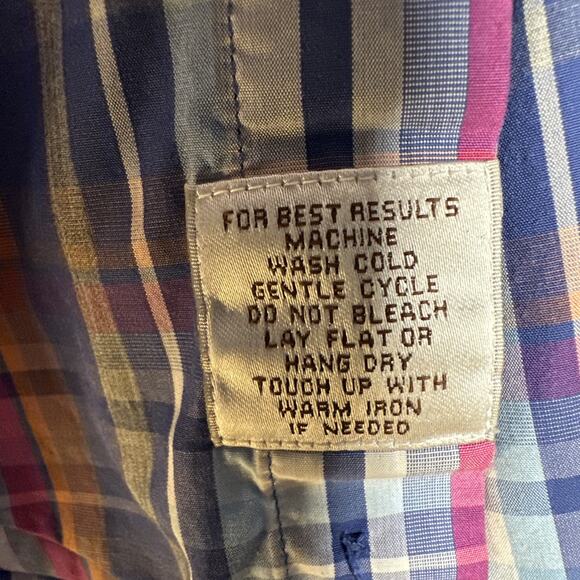 Peter Millar Plaid Button Down Shirt Men's Small Gingham Long Sleeve Cotton Knit - Picture 8 of 9